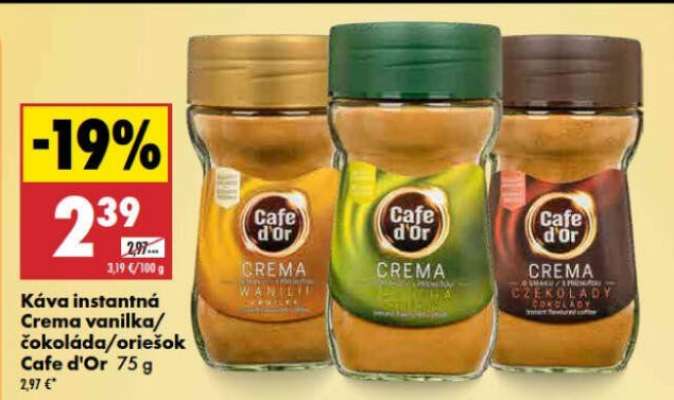 Káva instantná Crema vanilka/čokoláda/oriešok Cafe d’Or 75 g