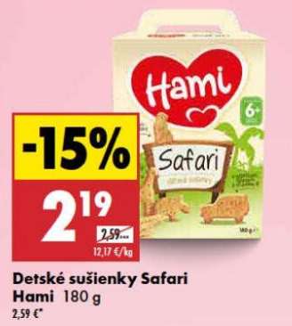 Detské sušienky Safari Hami 180 g