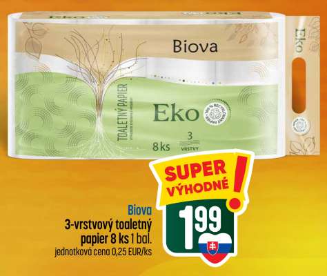 Biova 3-vrstvový toaletný papier