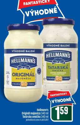 Hellmann's Originál majonéza 340 ml / Tatárska omáčka 340 ml