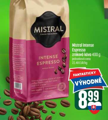 Mistral Intense Espresso zrnková káva 400 g