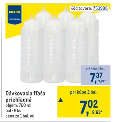 Dávkovacia fľaša priehľadná