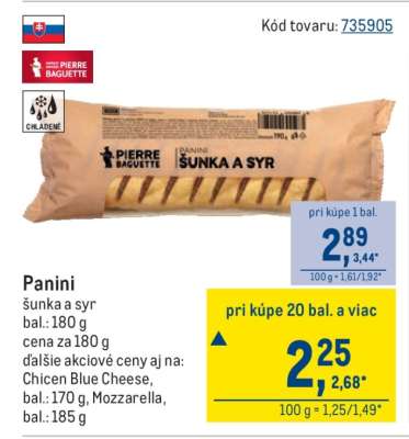 Panini šunka a syr