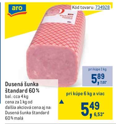 Dusená šunka štandard 60 %