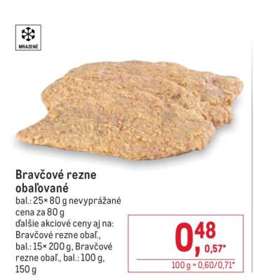Bravčové rezne obaľované