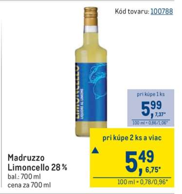 Madruzzo Limoncello 28 %