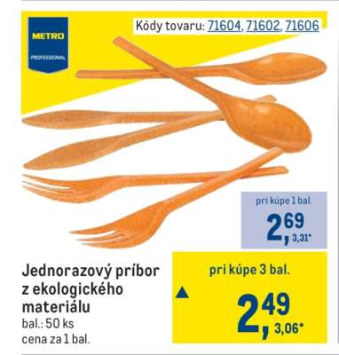 Jednorazový príbor z ekologického materiálu