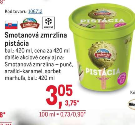 Smotanová zmrzlina pistácia
