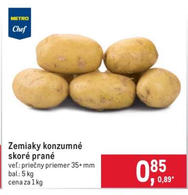 Zemiaky konzumné skoré prané