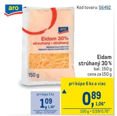 Eidam strúhaný 30%