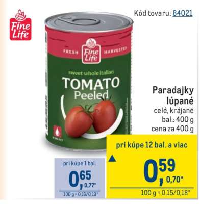 Paradajky lúpané