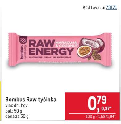 Bombus Raw tyčinka