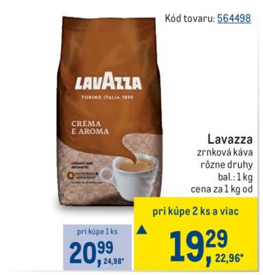 Lavazza zrnková káva rôzne druhy