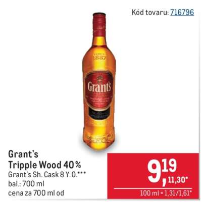 Grant’s Tripple Wood 40 %