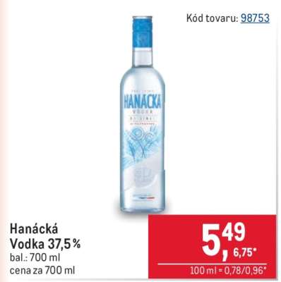 Hanácka vodka 37,5 %