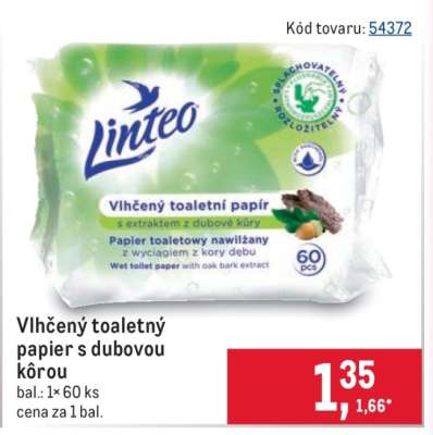 Vlhčený toaletný papier s dubovou kôrou