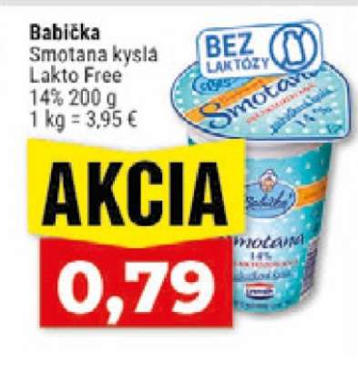Babička Smotana kyslá Lakto Free 14% 200g