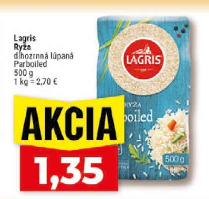 Lagris Ryža dlhozrnná lúpaná Parboiled 500 g