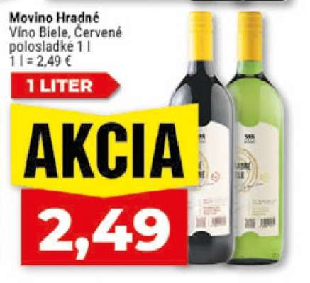 Movino Hradné Vino Biele, Červené polosladké 1l