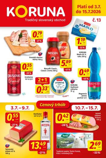 Leták Potraviny KORUNA - 3.7.2026 - 15.7.2026.