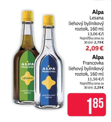 Alpa Francovka liehový bylinný roztok, 160 ml