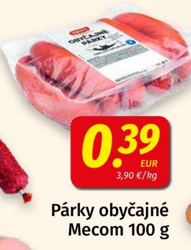 Párky obyčajné Mecom 100 g