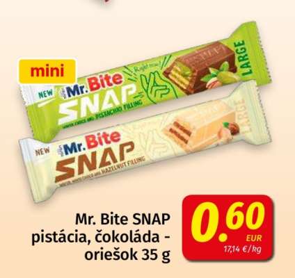Mr. Bite SNAP pistácia, čokoláda - oriešok 35 g