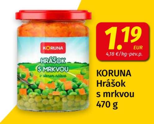 KORUNA Hrášok s mrkvou 470 g