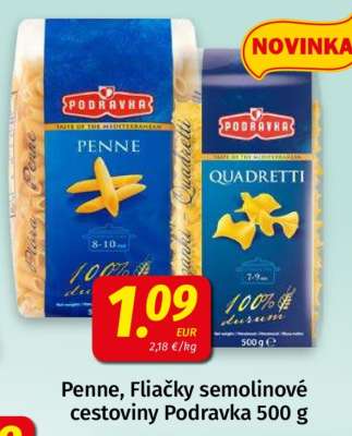 Penne, Fliačky semolinové cestoviny Podravka 500 g