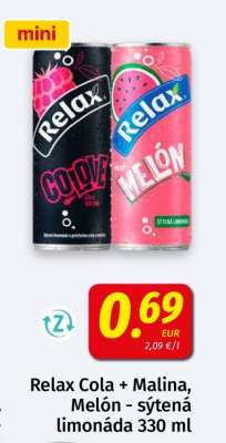 Relax Cola + Malina, Melón – sýtená limonáda 330 ml
