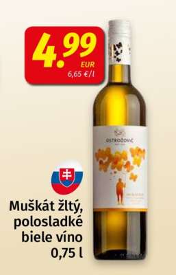 Muškát žltý, polosladké biele víno 0,75 l