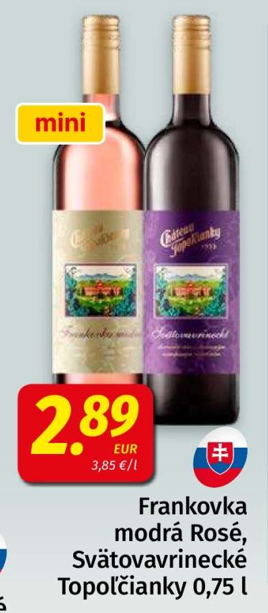 Frankovka modrá Rosé, Svätovavrinecké Topoľčianky 0,75 l