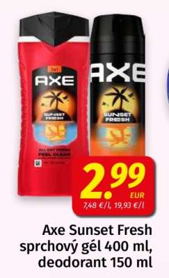 Axe Sunset Fresh sprchový gél 400 ml, deodorant 150 ml