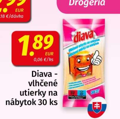 Diava vlhčené utierky na nábytok 30 ks