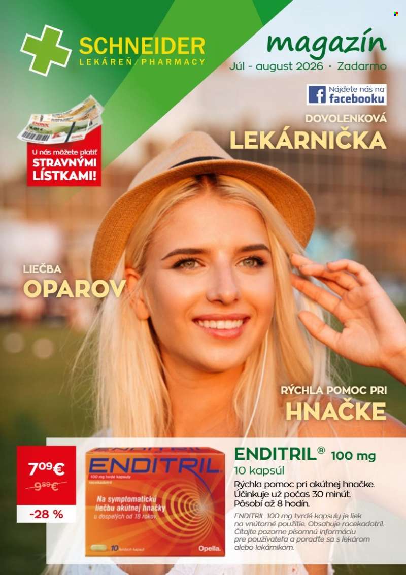 Leták Schneider Lekáreň - 1.7.2026 - 31.8.2026.