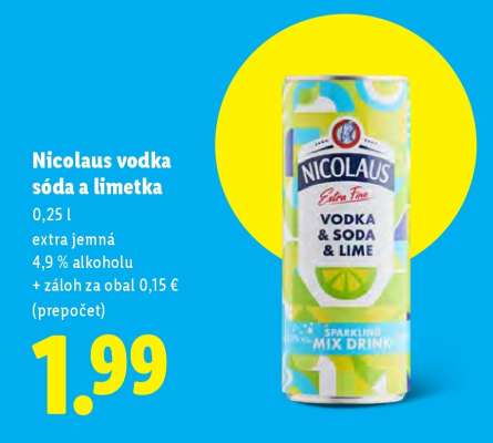 Nicolaus vodka sóda a limetka