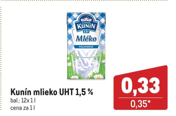 Kunín mlieko UHT 1,5 %