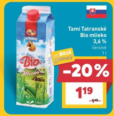 Tami Tatranské Bio mlieko
