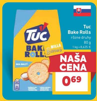 Tuc Bake Rolls rôzne druhy