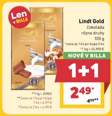 Lindt Gold čokoláda rôzne druhy