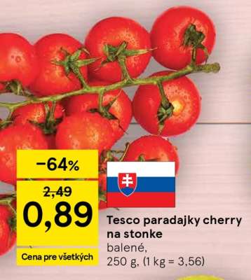 Tesco paradajky cherry na stonke