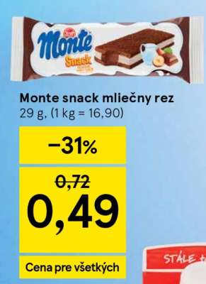 Monte Snack mliečny rez