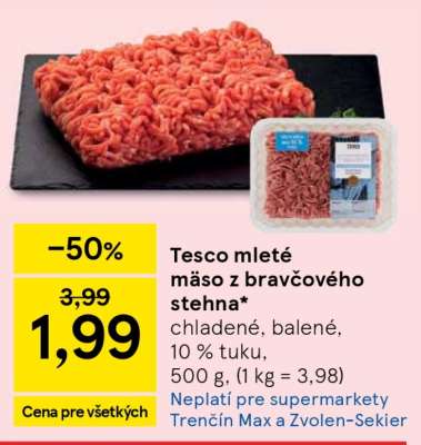 Tesco mleté mäso z bravčového stehna**