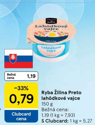 Ryba Žilina Preto lahôdkové vajce
