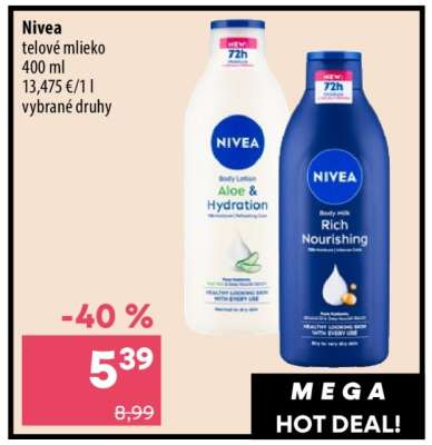 Nivea telové mlieko
