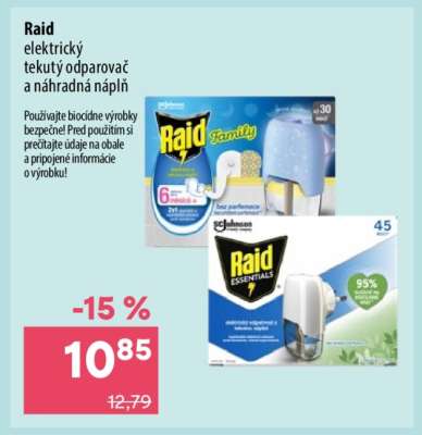 Raid elektrický tekutý odparovač a náhradná náplň