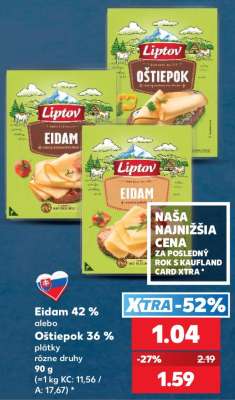 Eidam 42 % alebo Oštiepok 36 %