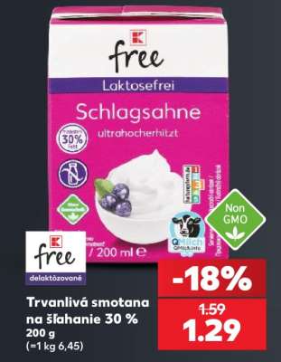 Trvanlivá Smotana na šľahanie 30 %