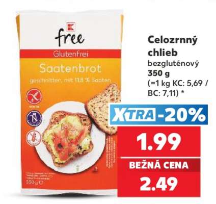 Celozrnný chlieb bezgluténový 350 g
