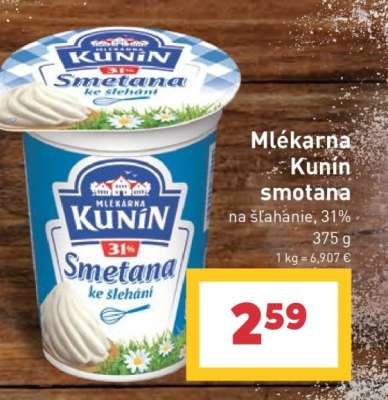 MLÉKÁRNA KUNÍN Smotana